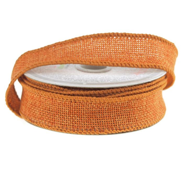 Faux Burlap Wired Edge Ribbon, 7/8-inch, 10-yard, Orange