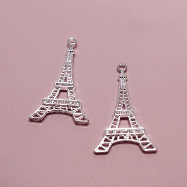 Mini Eiffel Tower Flat Charms, 1-3/4-inch, 20-Piece, Silver