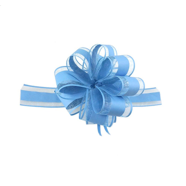 Snow Pull Bow Ribbon, Blue, 14 Loops, 2-Inch, 2-Count