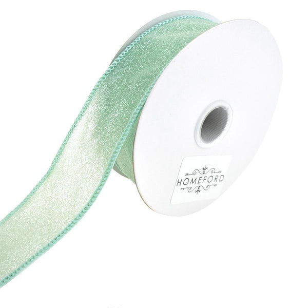 Crystal Rocks Wired Edge Glitter Ribbon, 1-1/2-Inch, 10-Yard, Aqua