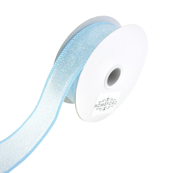 Crystal Rocks Wired Edge Glitter Ribbon, 1-1/2-Inch, 10-Yard, Light Blue