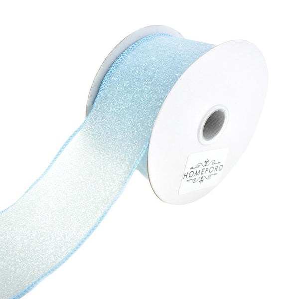 Crystal Rocks Wired Edge Glitter Ribbon, 2-1/2-Inch, 10-Yard, Light Blue