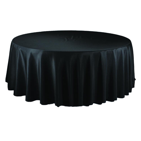 Round Polyester Tablecloth, 132-Inch, Black