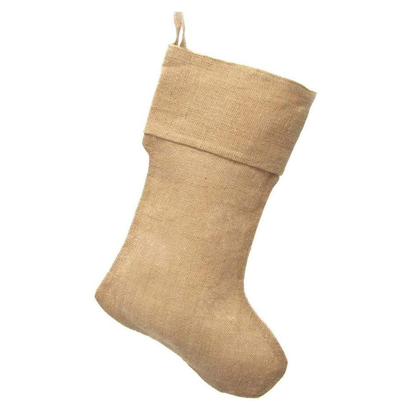 Natural Burlap Plain Christmas Stocking, Brown, 17-Inch