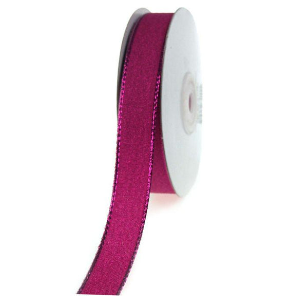 Shimmering Metallic Ribbon, 5/8-Inch, 25 Yards, Fuchsia