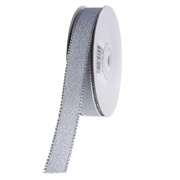 Shimmering Metallic Ribbon, 5/8-Inch, 25 Yards, Silver