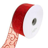 Glitter Swirl Organza Wired Christmas Holiday Ribbon, 2-1/2-Inch, 50 Yards