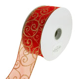 Glitter Swirl Organza Wired Christmas Holiday Ribbon, 2-1/2-Inch, 50 Yards