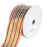 Metallic Pinstripe Baroque Noel Christmas Holiday Ribbon, 2-1/2-Inch, 50 Yards