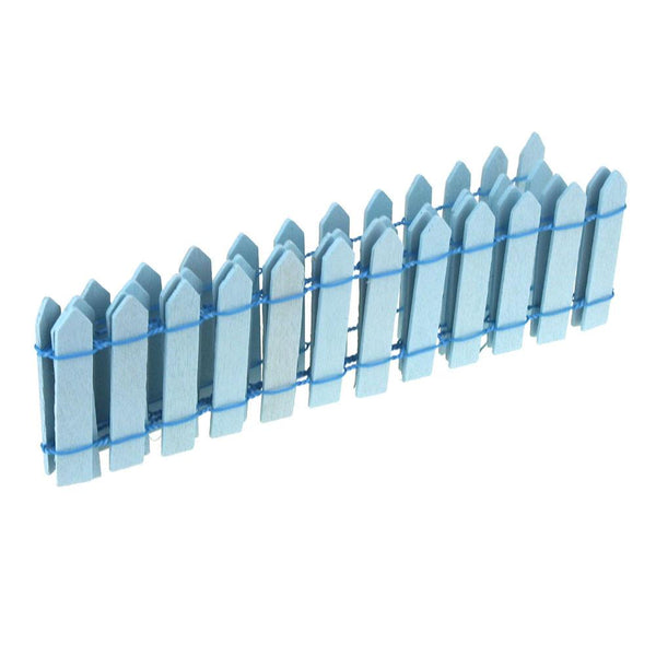 Miniature Wood Picket Fence, 36-Inch, Blue