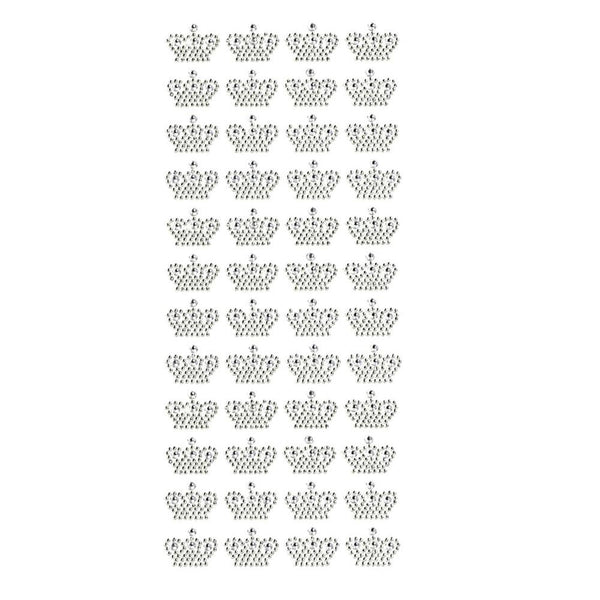 Royal Crown Rhinestone Stickers, 3/4-Inch, 48-Count, Silver