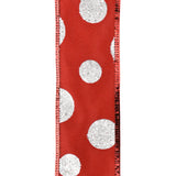 Glittered Jumbo Polka Dots Satin Wired Ribbon, 1-1/2-Inch, 10-Yard