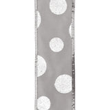 Glittered Jumbo Polka Dots Satin Wired Ribbon, 1-1/2-Inch, 10-Yard