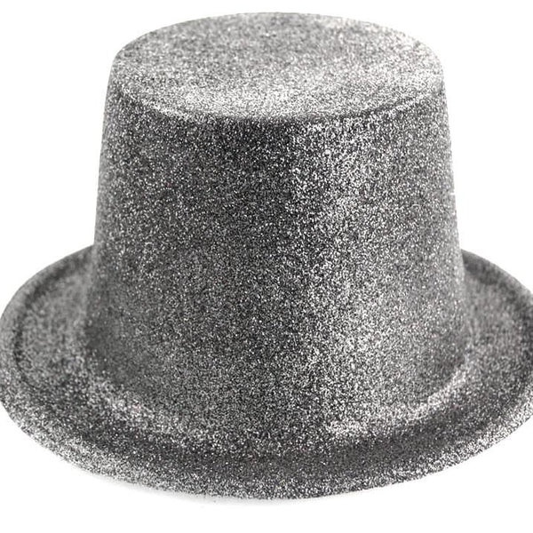 Party Top Hat with Glitters, 10-inch, Black