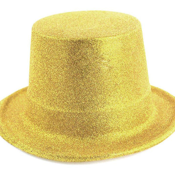 Party Top Hat with Glitters, 10-inch, Gold