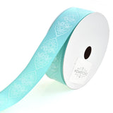 Melissa Glitter Lace Grosgrain Ribbon, 7/8-Inch, 4-Yard, Tiara Blue