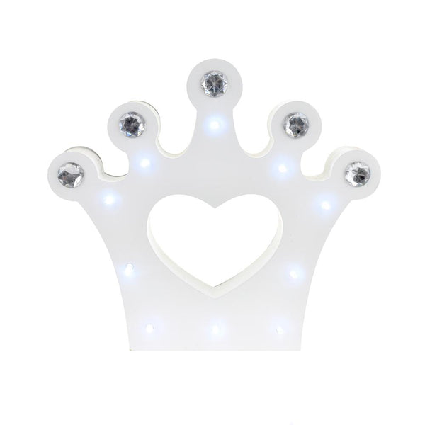 Wooden LED Marquee Crown, White, 10-Inch