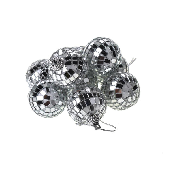 Hanging Mirror Disco Ball, Silver, 1-1/2-Inch, 9-Piece