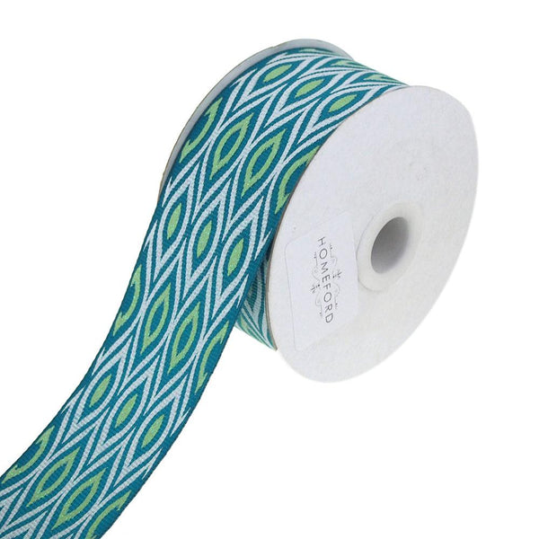 Sparkling Peacock Print Satin Ribbon, Aqua/Mint, 1-1/2-inch, 3-Yard