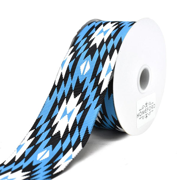 Southwestern Pattern Printed Ribbon, Blue, 1-1/2-Inch, 3-Yard