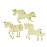 Laser-cut Wooden Unicorn, 4-Inch, 3-Pieces