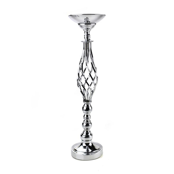 Tall Twisted Candle Holder Metal Centerpiece, 22-3/4-Inch, Silver