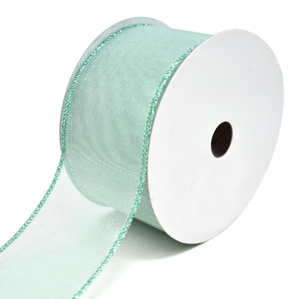 Sheer Electra Wired Christmas Ribbon, Aqua, 2-1/2-Inch, 10-Yard