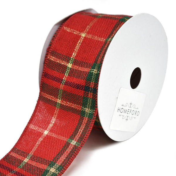 Woven Ferdinand Plaid Wired Christmas Ribbon, 2-1/2-Inch, 10-Yard