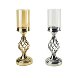 Twisted Candle Holder with Glass Cylinder Centerpiece, 16-Inch, Gold