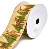 Deer and Trees Woodlands Christmas Wired Ribbon, 2-1/2-Inch, 10-Yard