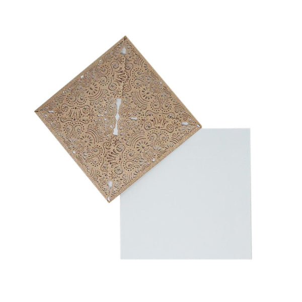 Square Glitter Laser Cut Blank Invitations, Champagne, 6-Inch, 8-Count