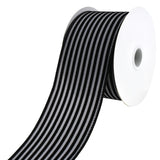 Flocked Velvet Cabana Stripes Wired Ribbon, 2-1/2-Inch, 10-Yard