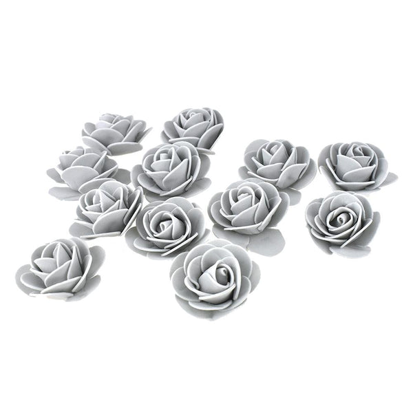 Craft Foam Roses, Silver, 1-3/4-Inch, 12-Count