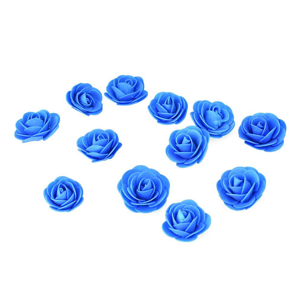 Craft Foam Roses, Turquoise, 1-3/4-Inch, 12-Count