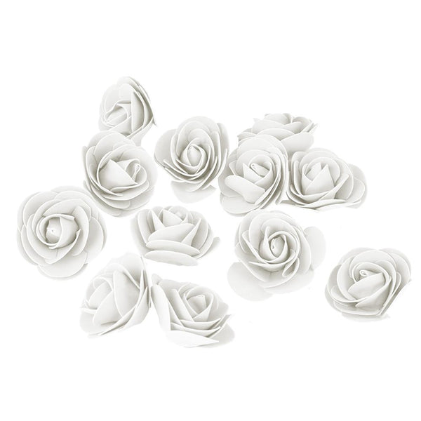 Craft Foam Roses, White, 3-Inch, 12-Count