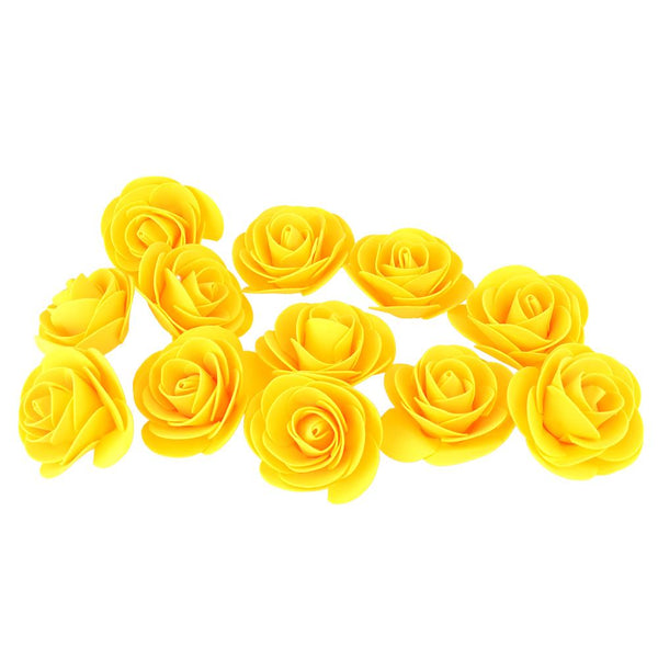 Craft Foam Roses, Yellow, 3-Inch, 12-Count