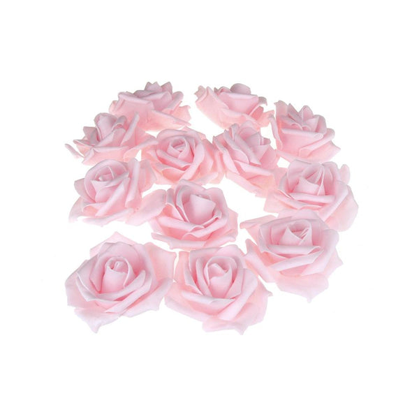 Foam Roses Flower Head Embellishment, 3-Inch, 12-Count, Pink