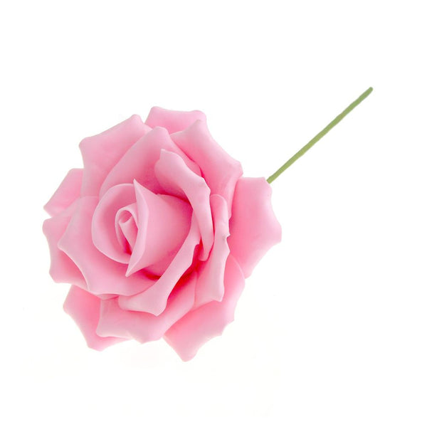 Rose Foam Flower with Stem, Pink, 6-Inch