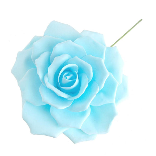 Rose Foam Flower with Stem, Blue, 13-Inch