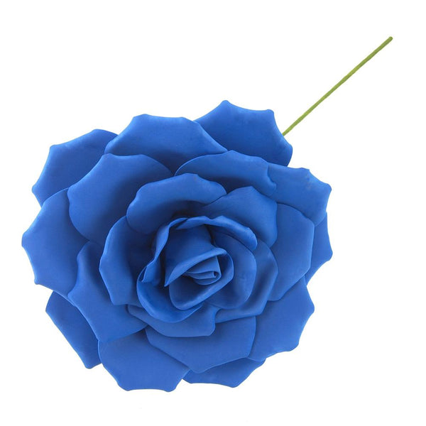 Rose Foam Flower with Stem, Royal Blue, 13-Inch