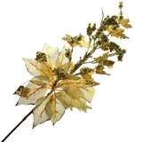 Metallic and Glitter Poinsettia Branch Spray, 25-Inch, Gold