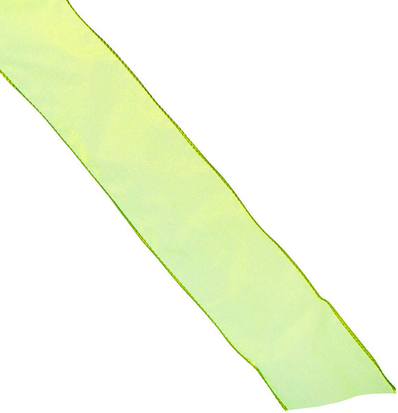 Sheer Chiffon Ribbon Wired Edge, 2-1/2-Inch, 25 Yards, Lime Green