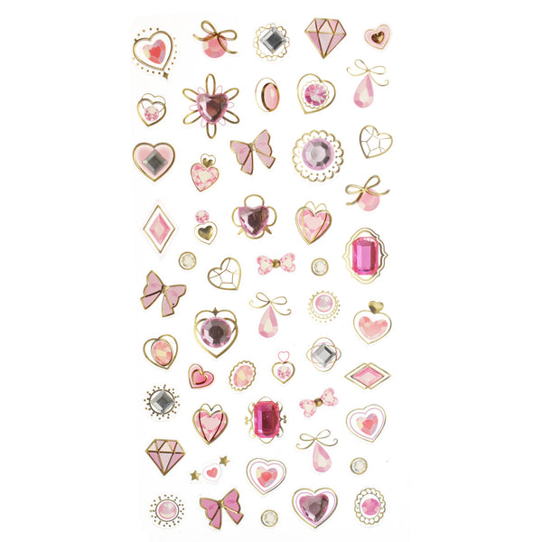 Assorted Jewel Adorment 3D Sticker Sheet, 1/4-Inch, 48-Piece - Pink Sapphire