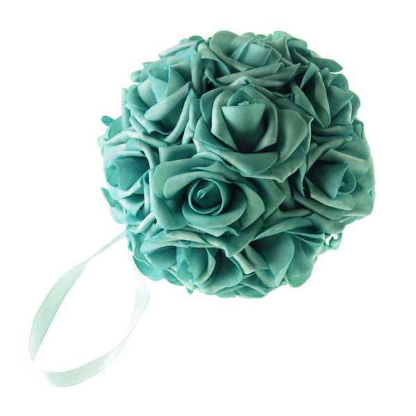 Soft Touch Flower Kissing Balls Wedding Centerpiece, 6-inch, Aqua