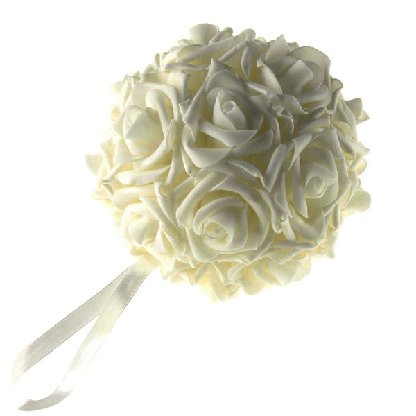 Soft Touch Flower Kissing Balls Wedding Centerpiece, 6-inch, Ivory