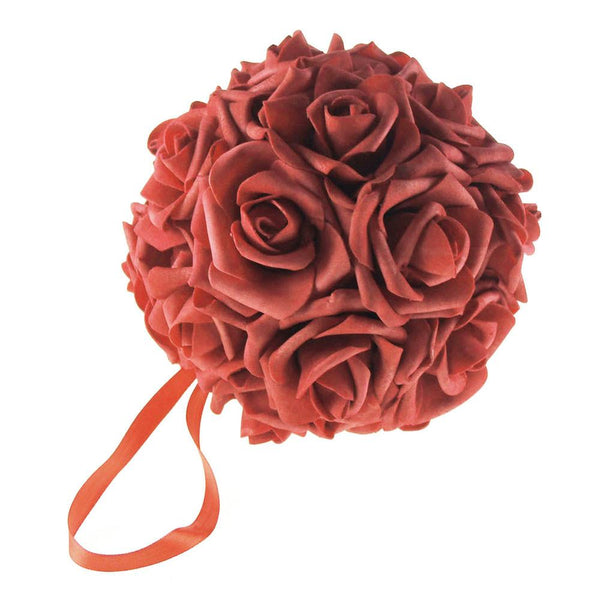 Soft Touch Flower Kissing Balls Wedding Centerpiece, 6-inch, Red