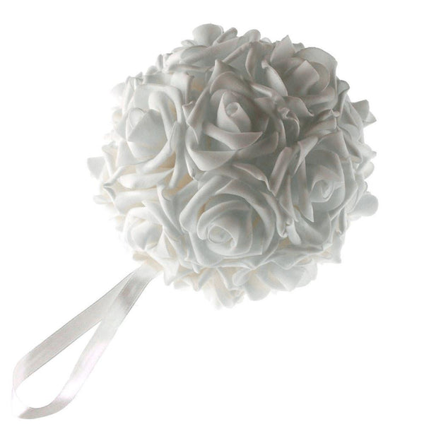 Soft Touch Flower Kissing Balls Wedding Centerpiece, 6-inch, White