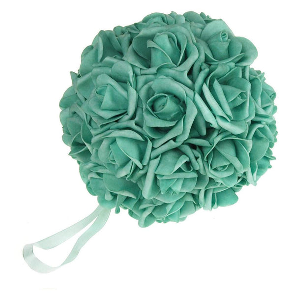 Soft Touch Flower Kissing Balls Wedding Centerpiece, 7-inch, Aqua