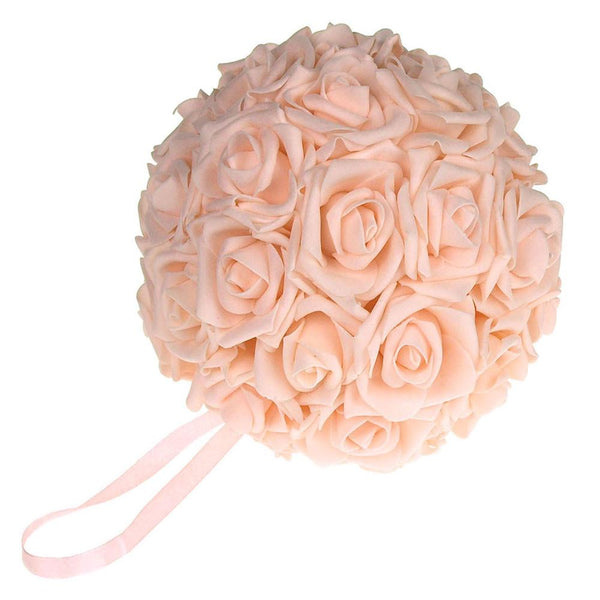 Soft Touch Flower Kissing Balls Wedding Centerpiece, 7-inch, Light Pink