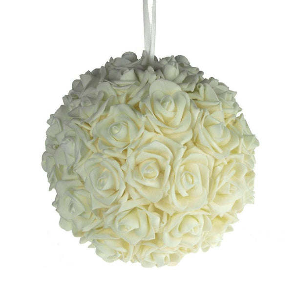 Soft Touch Flower Kissing Balls Wedding Centerpiece, 10-inch, Ivory